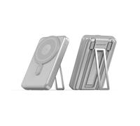 PORTENTUM Power bank MagSafe 5 en 1 con soporte plegable - 10000 mAh cables integrados Lightning + USB-C - Bateria externa carga rapida 20 W PD/QC inalámbrica Qi 15 W - Cargador Apple Watch compatible