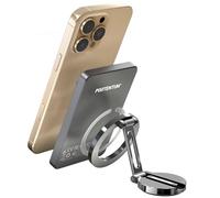 PORTENTUM Soporte Gris Oscuro Móvil Coche MagSafe Plegable + Power Bank MagSafe 10000mAh Ultrafina | Carga inalámbrica rápida y Soporte Estable para Viajes Seguros