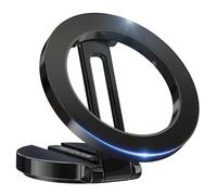 PORTENTUM Soporte Movil Coche para Magsafe Plegable - con Potente Iman (20x N52) y Rotación 360° - para Salpicadero Oficina u Otras Superficies - Negro