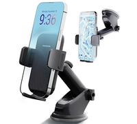 PORTENTUM Soporte Movil Coche, Soporte Universal para Parabrisas y Salpicadero con Ventosa de Gel Fuerte y Brazo Ajustable con Giro 360 Grado para Cualquier teléfono
