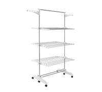 PORTENTUM Tendedero vertical plegable de 5 niveles con 58 ganchos para perchas - Hasta 40 kg - Tenderete con 24 barras de secado de acero inoxidable - Interior y exterior - Ruedas giratorias con freno