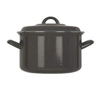 Porter - Cacerola con tapa, esmalte, tamaño mediano, 3,7 L, color gris