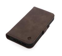 Porter Riley - Case de Cuero Compatible con iPhone 16 Pro MAX. Soporte de Cuero Genuino Premium/Cubierta/Billetera/Estuche con Ranuras para Tarjetas y Soporte Horizontal (marrón Chocolate)