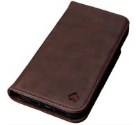 Porter Riley Estuche de Cuero para iPhone 13 Pro (6.1"), Soporte/Cubierta/Cartera/Estuche con Tapa de Cuero Genuino de Primera Calidad con [Ranuras para Tarjetas] (Chocolate Marrón)