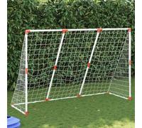 Portería de fútbol 2 en 1 para niños, 184 x 64 x 124 cm, para interior y exterior, color blanco, como portería individual o dos porterías más pequeñas, con pelota hinchable y bomba, fácil montaje
