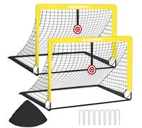 Portería de Fútbol, 2 en 1 Pop Up Plegable Porterias de Futbol Jardín, con Bolsa de Transporte, Red y Objetivo de Diana, Ideal para Juegos Interior y Exterior-120x90x90CM