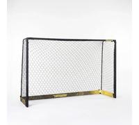 Portería de fútbol de acero, varios tamaños, color negro, anclaje al suelo y bolsa de transporte, incluye