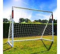 Portería Exclusiva de Amazon Football Flick para Todo Tipo de Clima, 70 mm, uPVC, extragrueso, portería de fútbol para Jardines, Sistema de Bloqueo Integrado, 4 (6 x 4, 8 x 4, 8 x 6, 12 x 6), Blanco