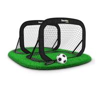Porterías de fútbol Racetex para niños y jardín - Set de 2 con Varillas de Fibra de Vidrio reforzadas - Portería fútbol niño (porteria Futbol ninos, Futbol niños) con balón