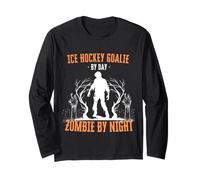 Portero de Hockey sobre Hielo por día Zombie de Noche Halloween Espeluznante Manga Larga