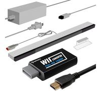 PORTHOLIC 4 en 1 Wii - Juego de Cables de Repuesto Wii AC + convertidor Wii a HDMI + Barra de Sensor de Movimiento con Cable y Cable de Audio y Video Compuesto para Nintendo
