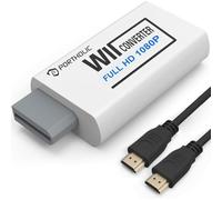 PORTHOLIC Adaptador Wii HDMI con Cable HDMI HD 1080p con Salida de Audio de 3,5 mm y Hdmi, soporta Todos los Modos de visualización Wii para Wii Monitor Projector TV (Blanco)