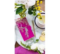 Portico Designs Ltd Sara Miller - Cuaderno de aniversario de pavo real con bolígrafo dorado, rosa magenta con diseño de lámina dorada, encuadernado en espiral