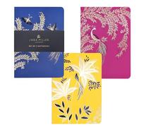 Portico Designs Ltd Sara Miller London Anniversary Collection - Juego de 3 cuadernos, tamaño B6, diseño botánico con motivos de pavo real y mariposa, 32 hojas por cuaderno