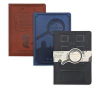 Portico Designs Ltd Sherlock Holmes - Juego de 3 cuadernos, diseño de puerta 221B con lupa, tema The Game is Afoot, color verde