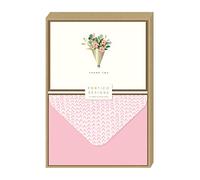 Portico Designs Ramo floral - Tarjetas de agradecimiento en caja con detalles de lámina dorada y sobres impresos a juego, paquete de 10