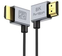 Portkeys 8K Cables HDMI Pack de 2, Ultrafinos de 2,5 mm, HDMI A a A, 8K@60Hz, 48Gbps, HDR, eARC, para monitor de cámara, PS5, Xbox, PC, (1m y 30cm Pack de 2)