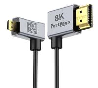 Portkeys 8K Cables HDMI Pack de 2, Ultrafinos de 2,5 mm, HDMI A a D (Micro HDMl), 8K@60Hz, 48Gbps, HDR, eARC, para monitor de cámara, Sony Alpha, gimbal, rig, PC, (1m y 30cm Pack de 2 A-D)