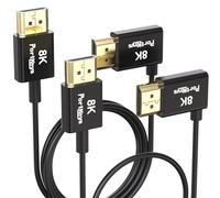 Portkeys Cable HDMI Ultrafino 2 Unidades, Coaxial de 10 Núcleos, Diámetro 2,4 mm, Mapeo Completo 19 PIN, 8K@60Hz 4K@120Hz, HDMI A-A de Alta Velocidad para TV, PC y Gaming (1m y 30cm 2 Unidades)