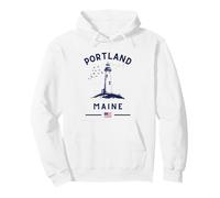 Portland Maine USA Faro Nueva Inglaterra Bandera Americana Sudadera con Capucha