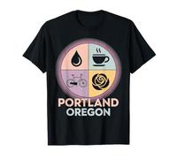 Portland Oregon Bicicleta Café Rose City Travel Camiseta