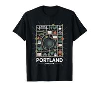Portland Oregon City Bridge Bicicleta Café Naturaleza Camiseta gráfica económica, Hombre, Negro, L