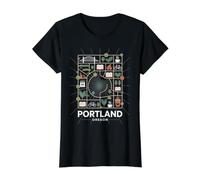 Portland Oregon City Bridge Bicicleta Café Naturaleza Camiseta gráfica económica, Mujer, Negro, S