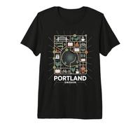 Portland Oregon City Bridge Bicicleta Café Naturaleza Camiseta Premium