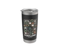 Portland Oregon City Bridge Bicicleta Café Naturaleza Vaso térmico de acero inoxidable de doble pared