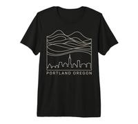 Portland Oregon Cityscape Diseño Minimalista Camiseta Premium