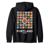Portland Oregon Ciudad Bicicleta Puente Café Iconos Sudadera con Capucha