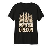 Portland Oregon Pine Tree Naturaleza Viajes Diseño Camiseta Premium