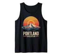 Portland Oregon Retro Sunset Mountain Camiseta sin Mangas