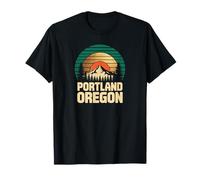 Portland Oregon Retro Sunset Mountain Travel Design Tees Camiseta