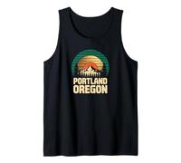 Portland Oregon Retro Sunset Mountain Travel Design Tees Camiseta sin Mangas