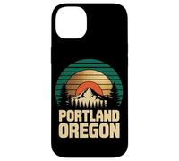 Portland Oregon Retro Sunset Mountain Travel Design Tees Carcasa para iPhone 14 Plus