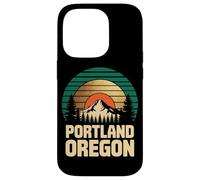 Portland Oregon Retro Sunset Mountain Travel Design Tees Carcasa para iPhone 14 Pro
