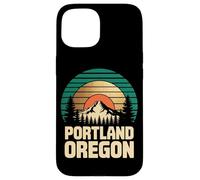 Portland Oregon Retro Sunset Mountain Travel Design Tees Carcasa para iPhone 15