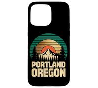 Portland Oregon Retro Sunset Mountain Travel Design Tees Carcasa para iPhone 15 Pro MAX