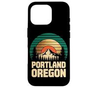 Portland Oregon Retro Sunset Mountain Travel Design Tees Carcasa para iPhone 16 Pro
