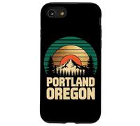 Portland Oregon Retro Sunset Mountain Travel Design Tees Carcasa para iPhone SE (2020) / 7/8