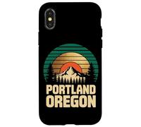 Portland Oregon Retro Sunset Mountain Travel Design Tees Carcasa para iPhone X/XS