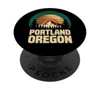 Portland Oregon Retro Sunset Mountain Travel Design Tees PopSockets PopGrip Adhesivo