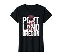 Portland Oregon Rose City Diseño de Viajes Camiseta gráfica económica, Mujer, Negro, XS