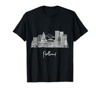Portland Oregon Skyline US Travel Souvenirs Blanco Paisaje urbano Camiseta
