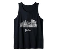 Portland Oregon Skyline US Travel Souvenirs Blanco Paisaje urbano Camiseta sin Mangas