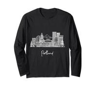 Portland Oregon Skyline US Travel Souvenirs Blanco Paisaje urbano Manga Larga