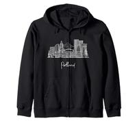Portland Oregon Skyline US Travel Souvenirs Blanco Paisaje urbano Sudadera con Capucha