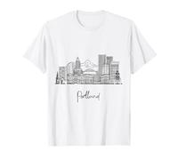 Portland Oregon Skyline US Travel Souvenirs Negro Paisaje urbano Camiseta