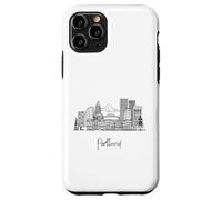 Portland Oregon Skyline US Travel Souvenirs Negro Paisaje urbano Carcasa para iPhone 11 Pro